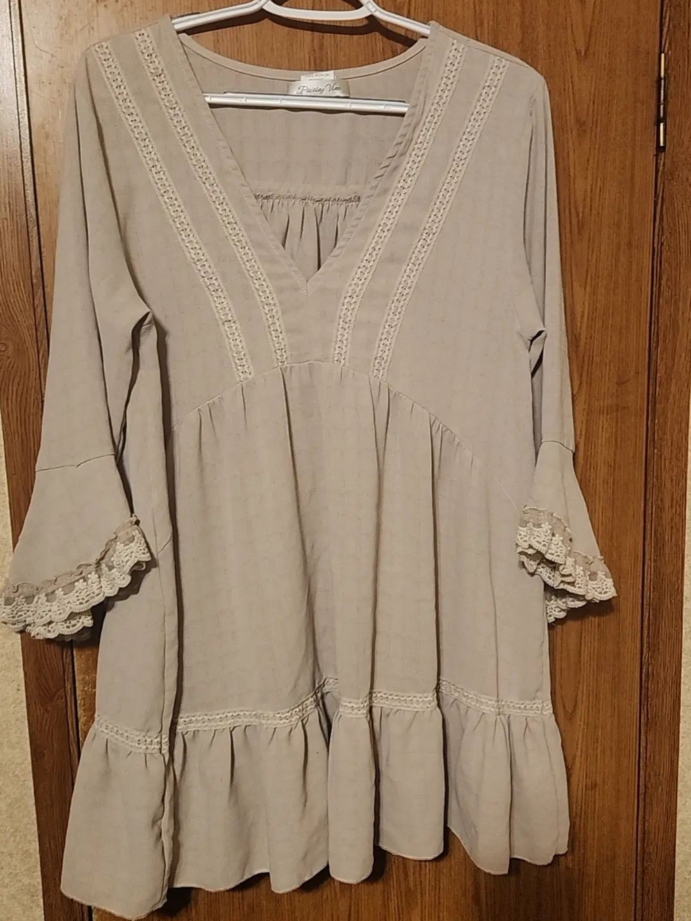Girls' Cream Boho Lace-Trim Tunic Dress